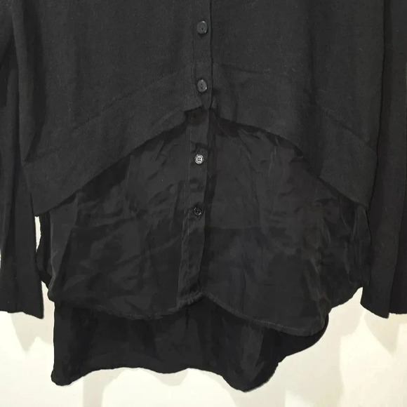 Zara Womens Solid Black Long Sleeve V Neck Knit Sweater Cardigan Top Medium - Picture 3 of 5